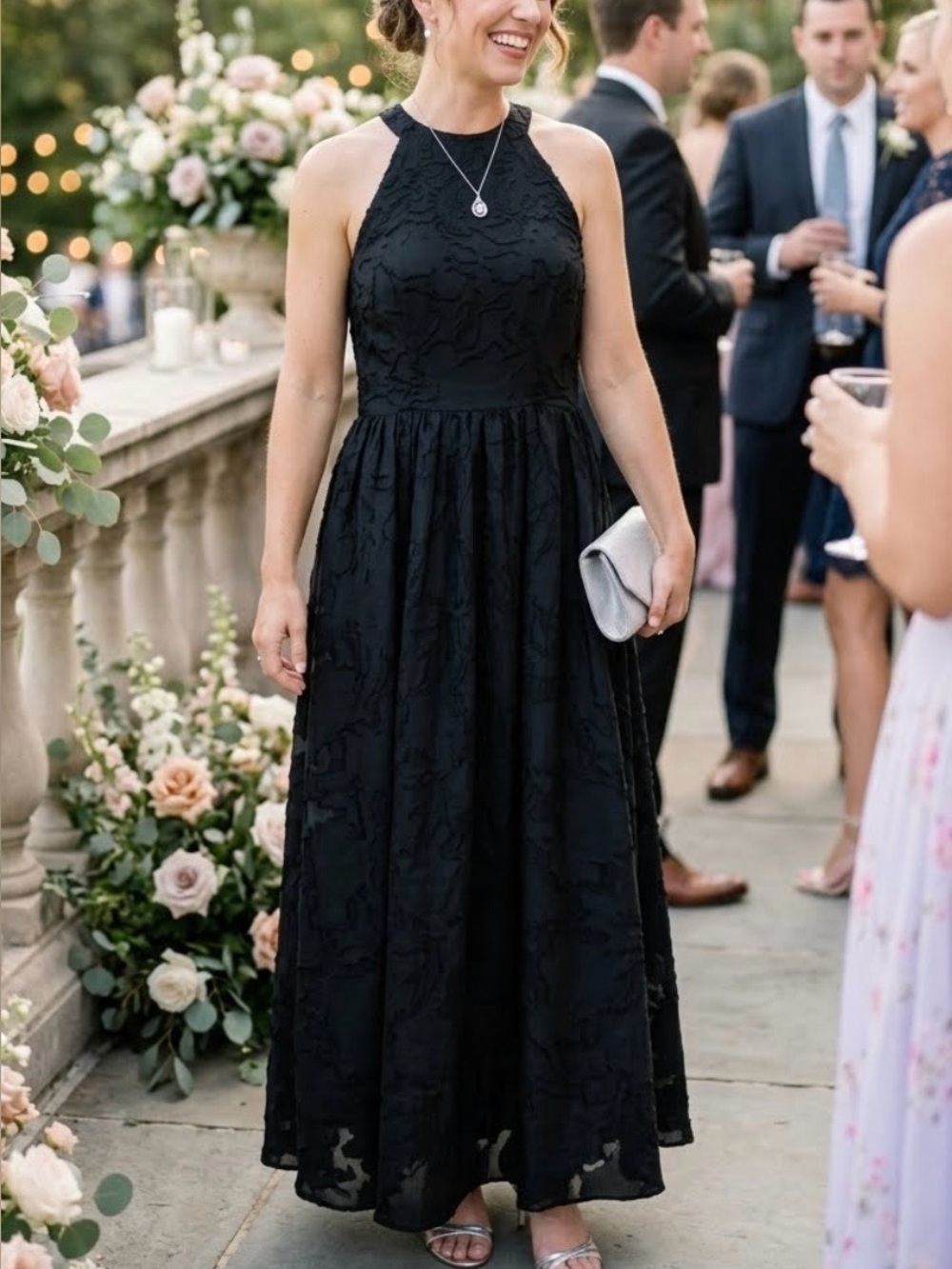 Elegant Black Lace Halter Dress
